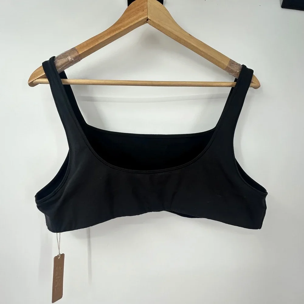 SKIMS Signature Swim Tank Bikini Top Onyx Black Square Neck Womens 3X